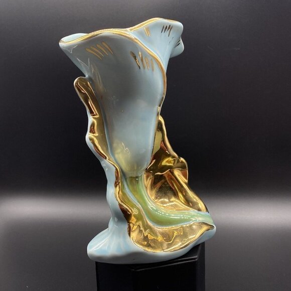 Lilly Vase Fine Art Pottery 22k Warranted Gold Vintage 6”T - Picture 2 of 12